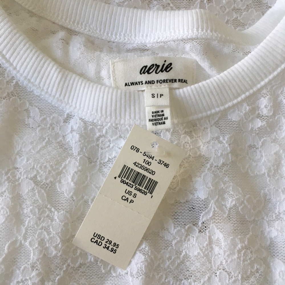 AERIE NWT Women's White Lace Top - Picture 11 of 12